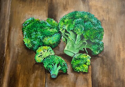 Acrylic Painted Portrait of Broccoli for Someone that Loves Green Vegetables - image1